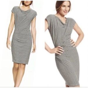 CAbi Monroe Stretch Cowl Neck Black Cream Print Dress Womens Medium M Style #614